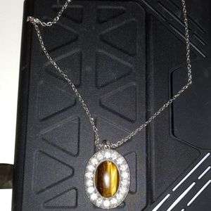 Silver and brown necklace